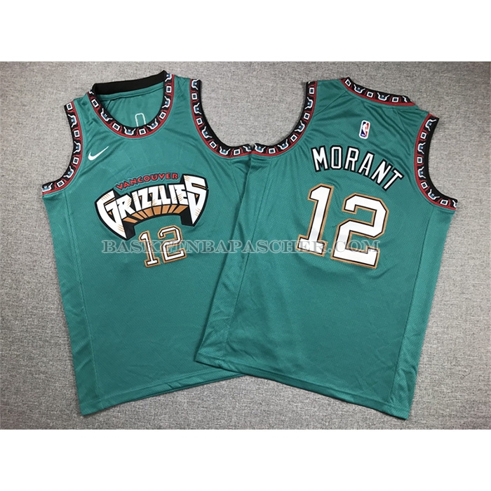 Maillot Enfant Memphis Grizzlies Ja Morant NO 12 Classic Retro Vert